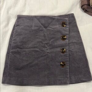 Gray Corduroy Skirt with Button Detail